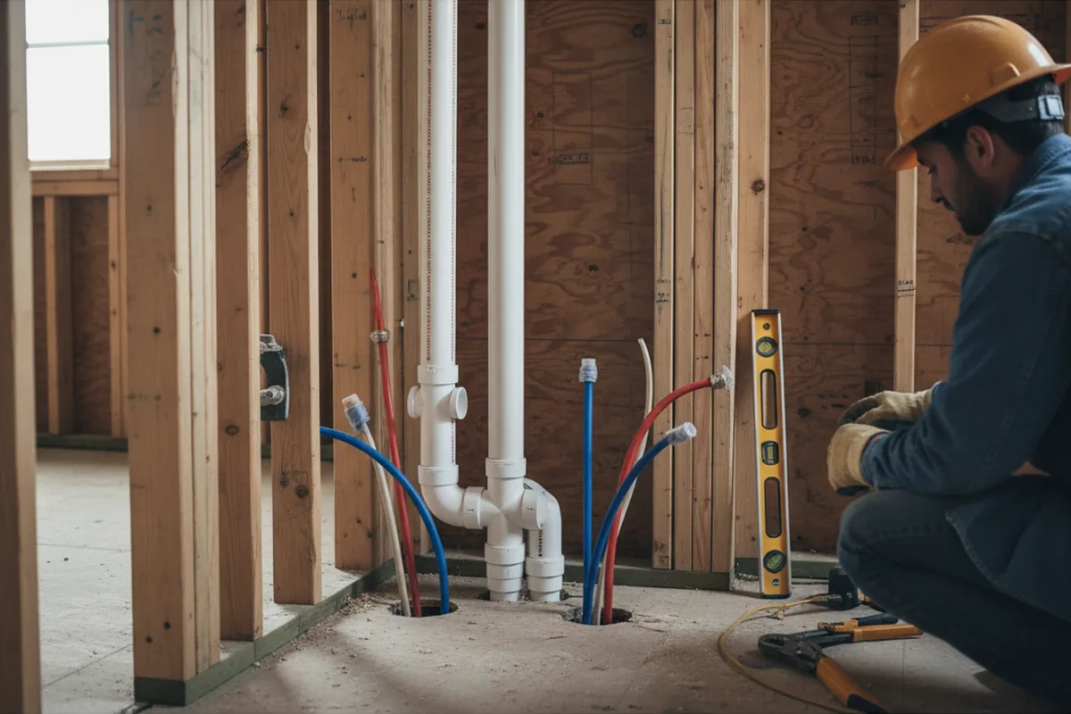 Drain and supply rough-in during Garbage Disposal Repair in Stoughton
